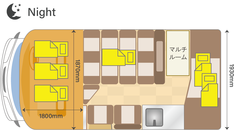 1号内部レイアウト（夜間）