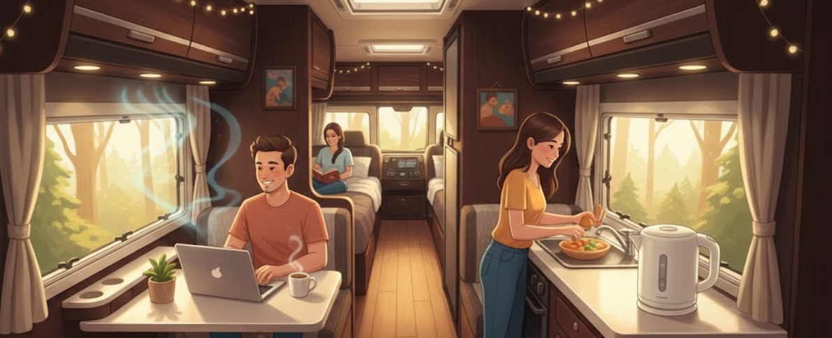 EVOLITEで快適にすごせるキャンピングカー車内